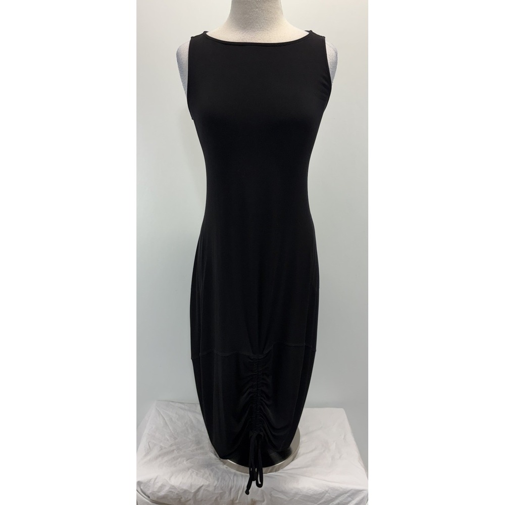 IC By Connie K Minimalist Jersey Midi Balloon Dress Black Womens S Modern Draped